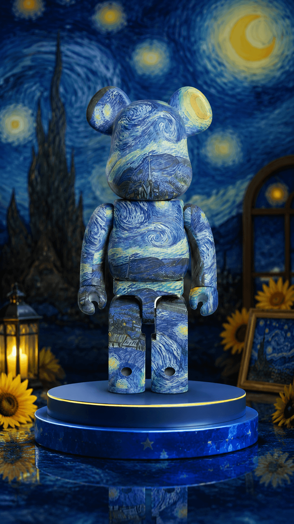 梵高星夜积木熊潮流公仔